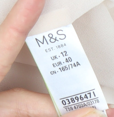 Marks and Spencer Women's Beige Pleated Midi Skirt Size 12