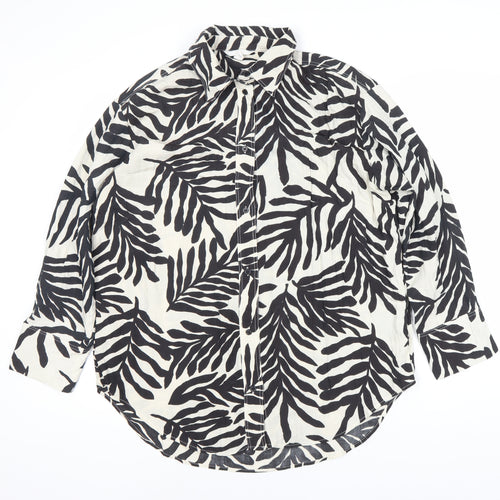 H&M Women's Black Zebra Print Button-Up Shirt M