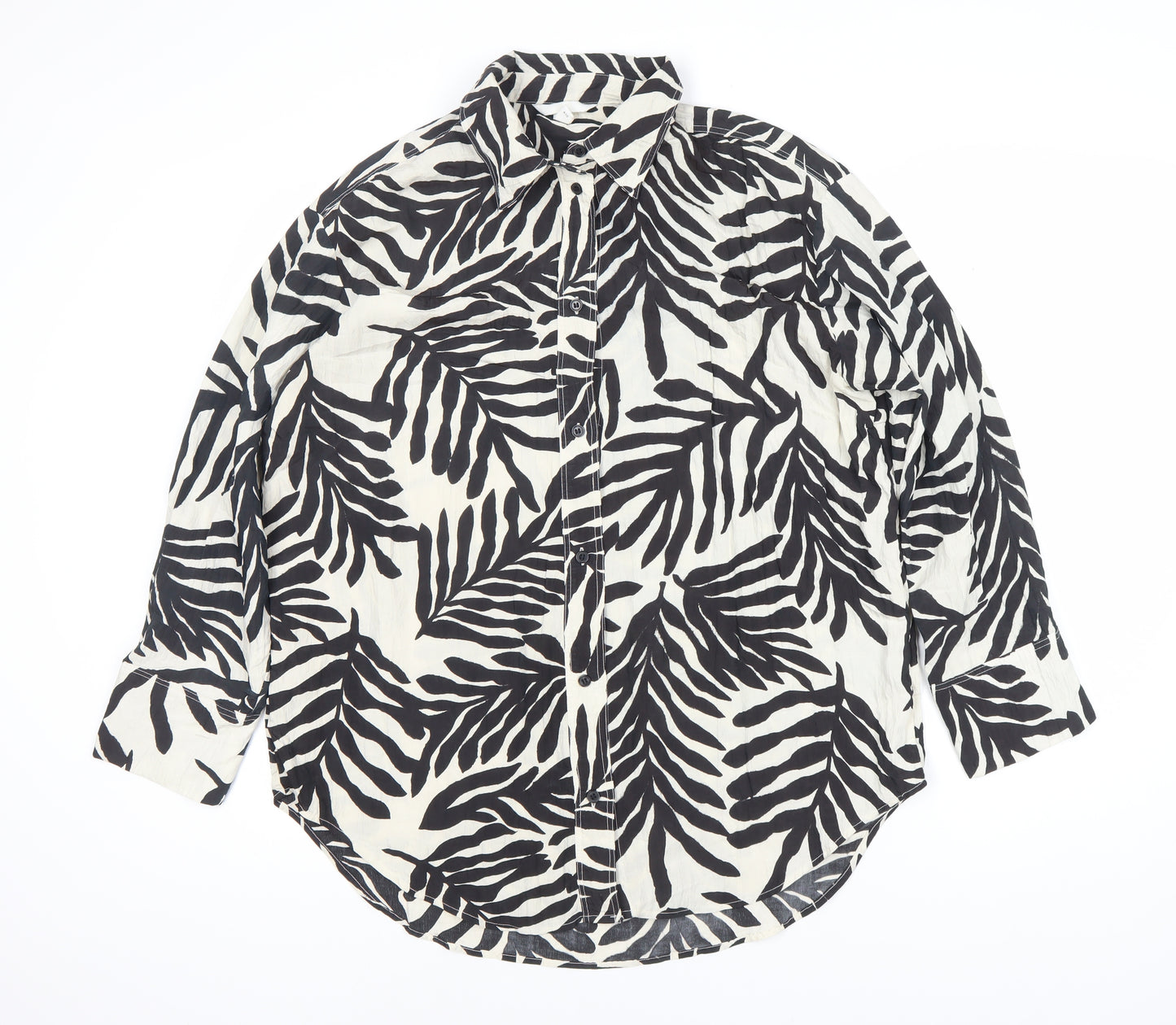 H&M Women's Black Zebra Print Button-Up Shirt M