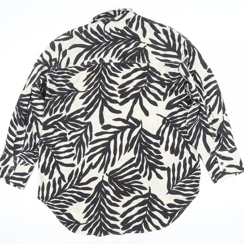 H&M Women's Black Zebra Print Button-Up Shirt M