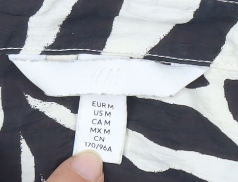 H&M Women's Black Zebra Print Button-Up Shirt M