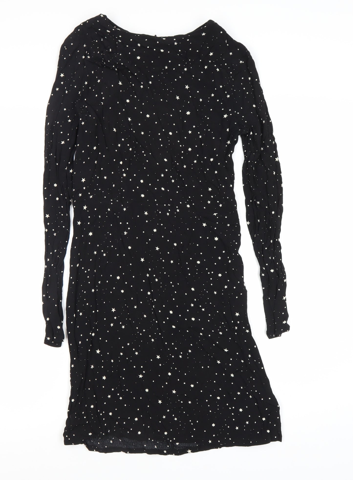 H&M Women's Black Star Pattern Dress, Size 10