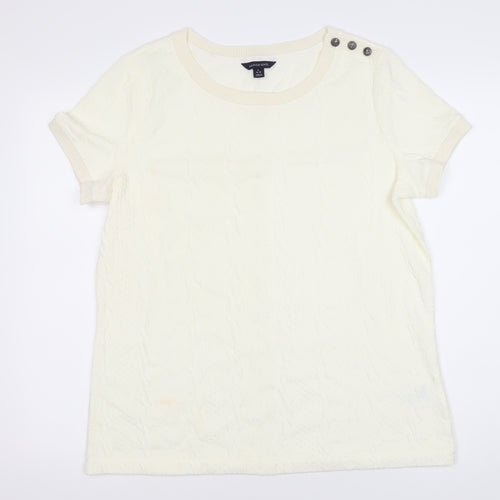 Lands' End Women's Ivory Knit Short Sleeve Top