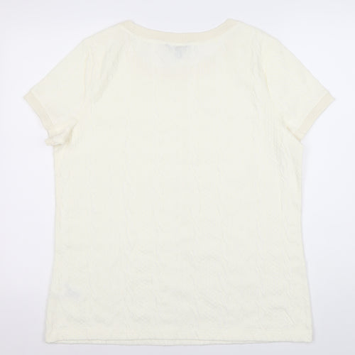Lands' End Women's Ivory Knit Short Sleeve Top