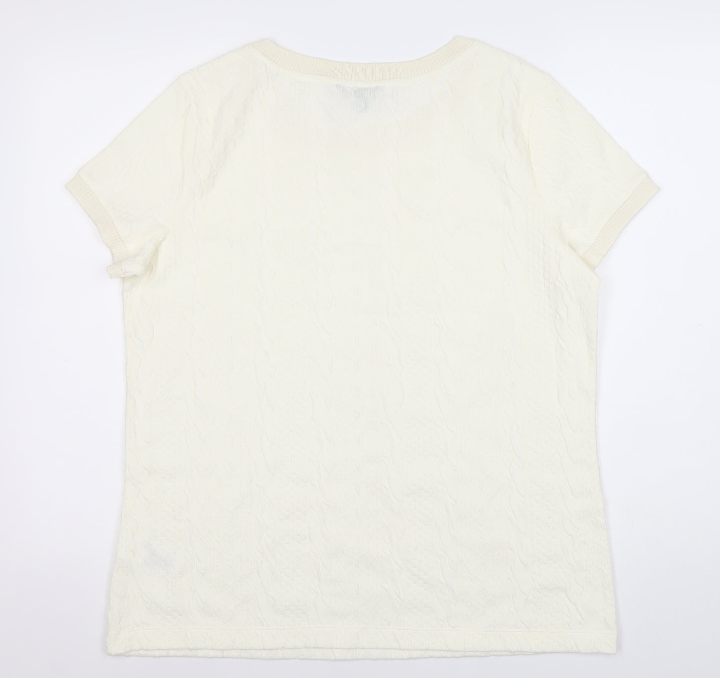 Lands' End Women's Ivory Knit Short Sleeve Top