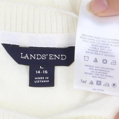 Lands' End Women's Ivory Knit Short Sleeve Top
