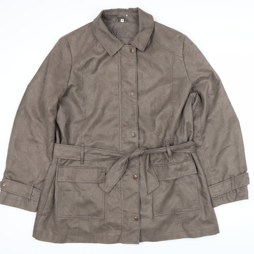 Klass Collection Brown Belted Women's Jacket Size 18
