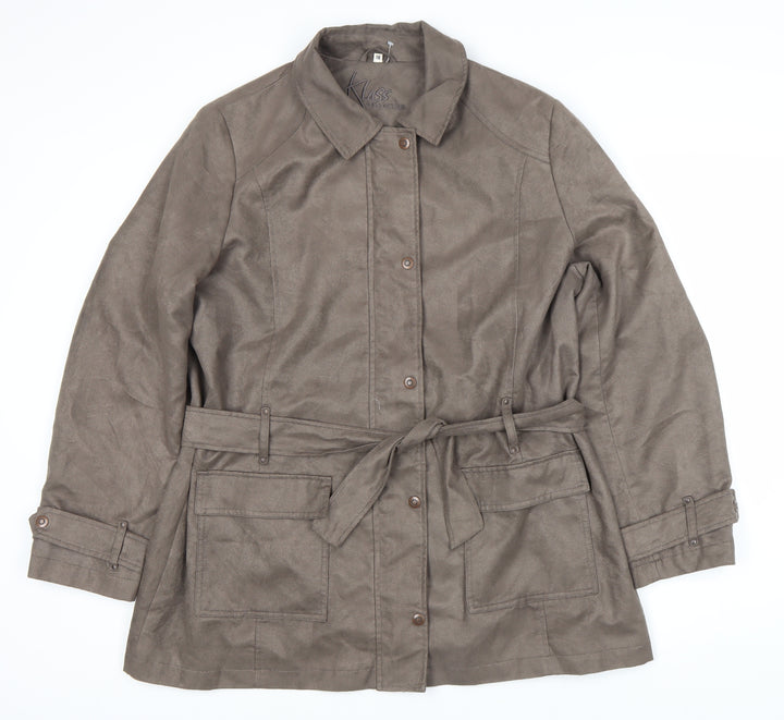 Klass Collection Brown Belted Women's Jacket Size 18