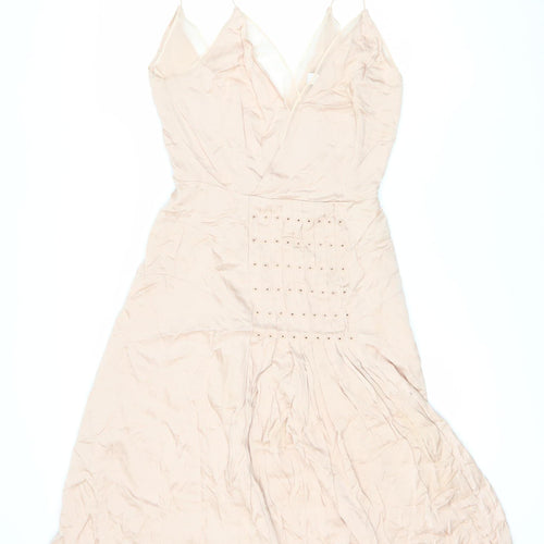 Reiss Women's Beige Dress Size 4 Sleeveless Zip