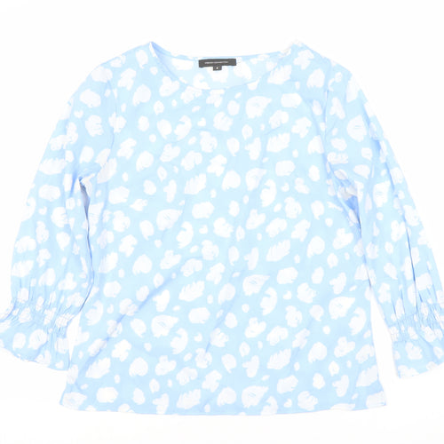 French Connection Women's Blue Animal Print Top, S