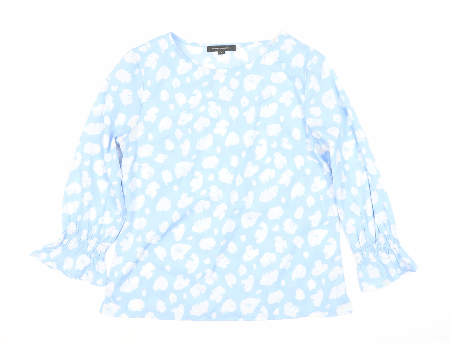 French Connection Women's Blue Animal Print Top, S