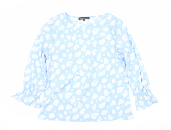French Connection Women's Blue Animal Print Top, S