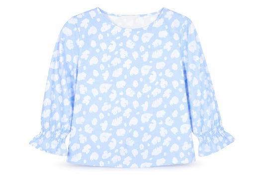 Front view of French Connection Women's Blue Animal Print Top, S
