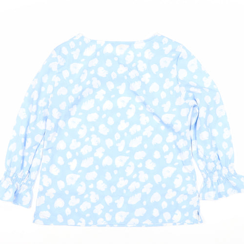 French Connection Women's Blue Animal Print Top, S