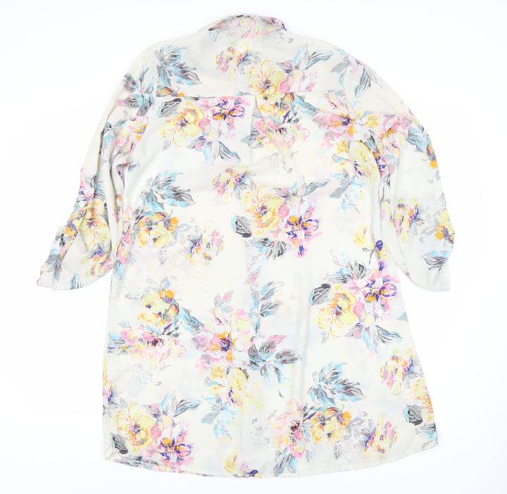 Boohoo Women's Multicoloured Floral Shirt Dress Size 14