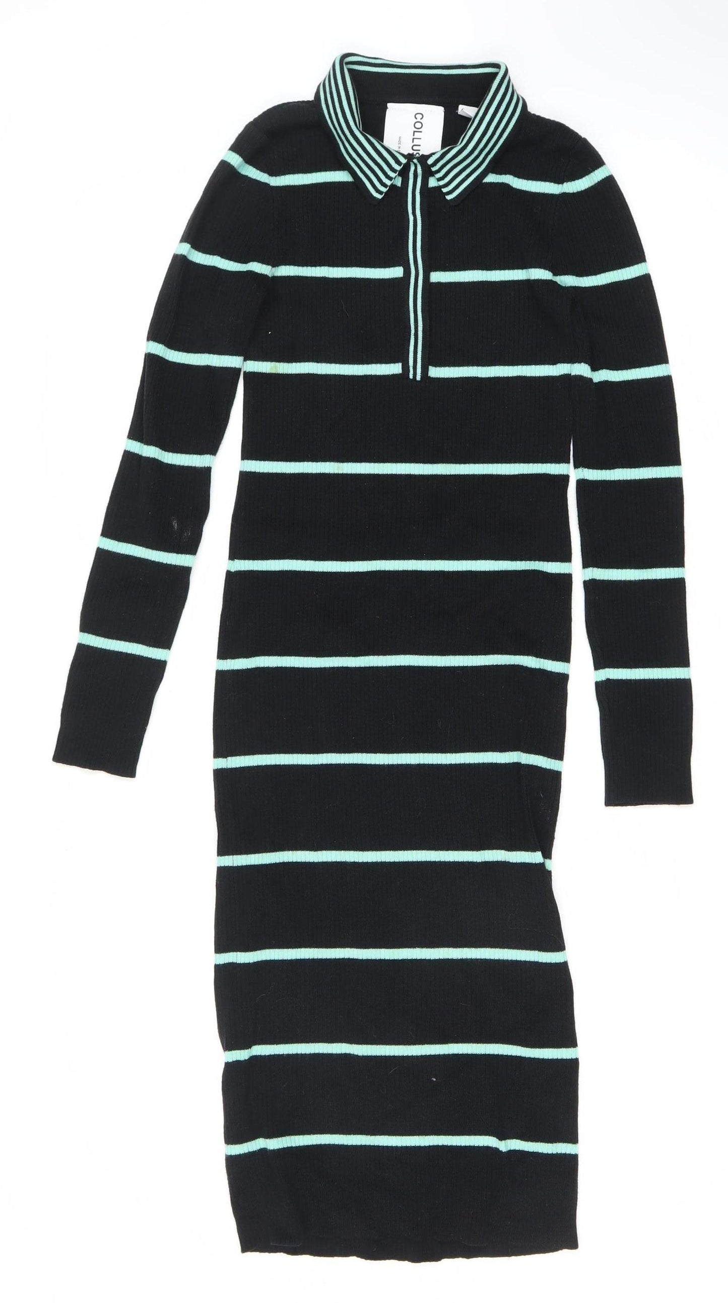 Collusion Women's Black Striped Knit Dress Size 6
