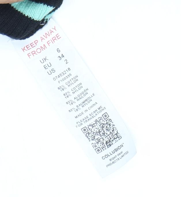 Collusion Women's Black Striped Knit Dress Size 6