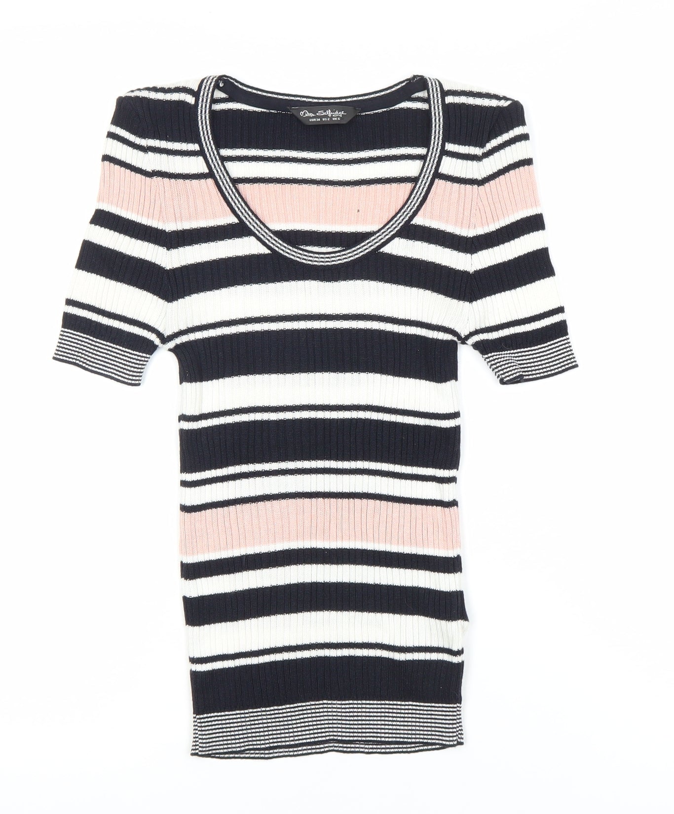 Joe Fresh Women's Multicoloured Stripe Scoop Neck Top