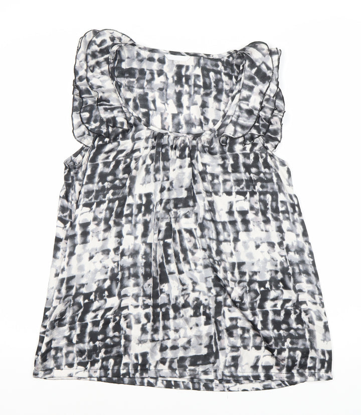 Women's Multicoloured Ruffle Sleeveless Blouse - L