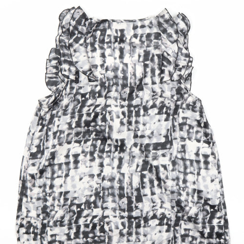 Women's Multicoloured Ruffle Sleeveless Blouse - L