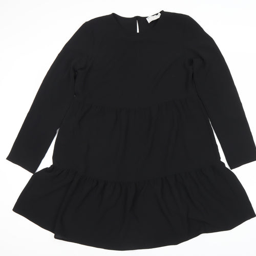 ASOS DESIGN Black Shift Dress Women Size 10 Long Sleeve