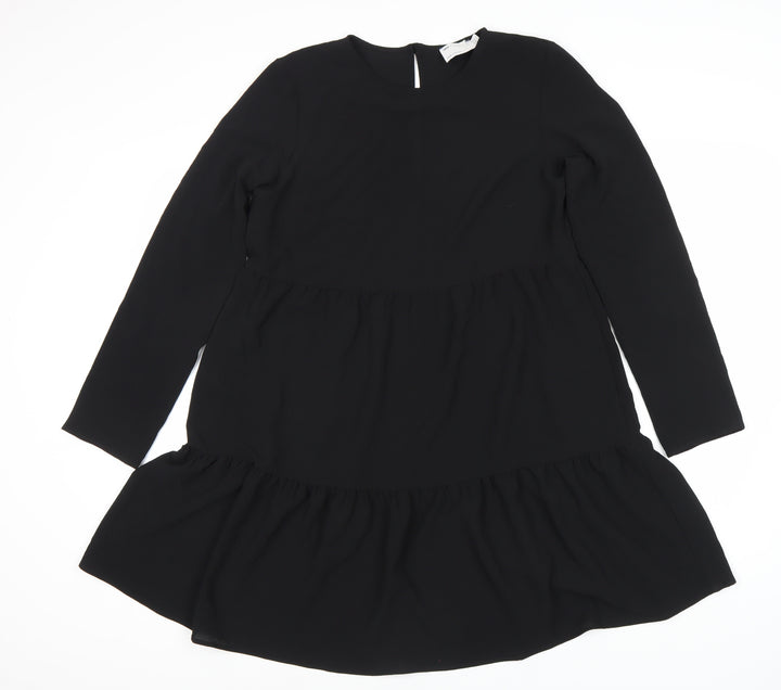 ASOS DESIGN Black Shift Dress Women Size 10 Long Sleeve