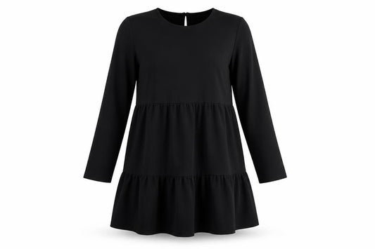 Front view of ASOS DESIGN Black Shift Dress Women, size 10, Long Sleeve