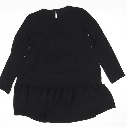 ASOS DESIGN Black Shift Dress Women Size 10 Long Sleeve