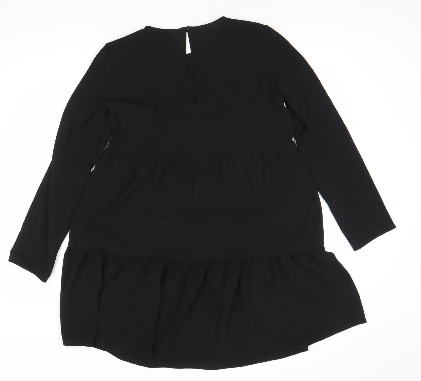 ASOS DESIGN Black Shift Dress Women Size 10 Long Sleeve