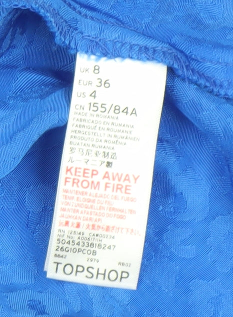 Topshop Women's Blue Dress Size 8 Viscose Elegant