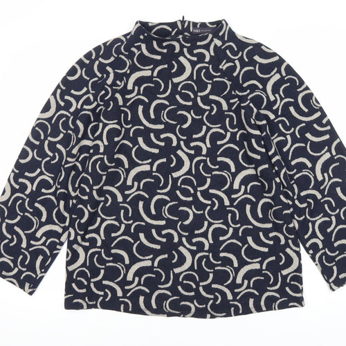 Marks and Spencer Women’s Blue Geometric Jersey Top Size 14