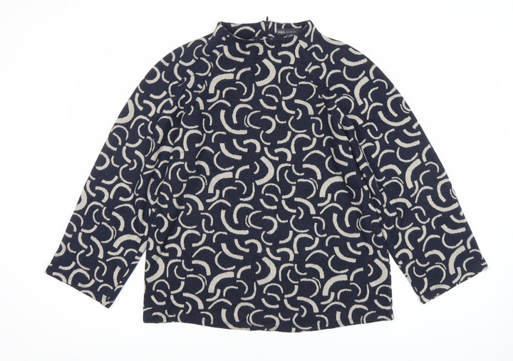 Marks and Spencer Women’s Blue Geometric Jersey Top Size 14