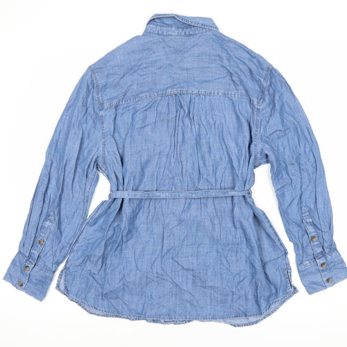 Marks and Spencer Women's Blue Button-Up Shirt Size 10