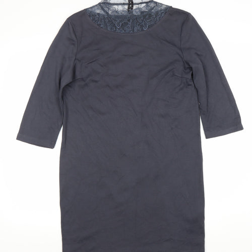 VILA Women's Blue Pencil Dress M in Size with Lace Detail