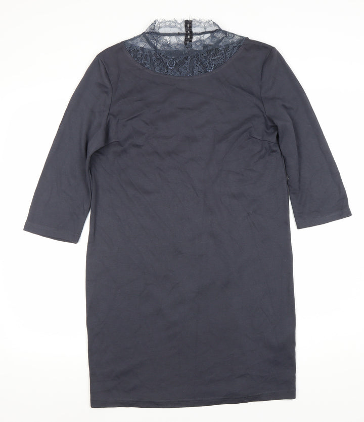 VILA Women's Blue Pencil Dress M in Size with Lace Detail