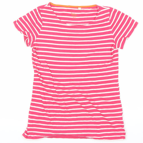 Boden Women's Pink Striped T-Shirt, Size 8, Cotton
