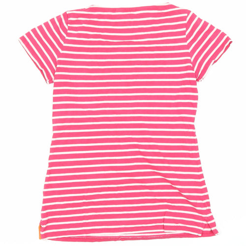 Boden Women's Pink Striped T-Shirt, Size 8, Cotton