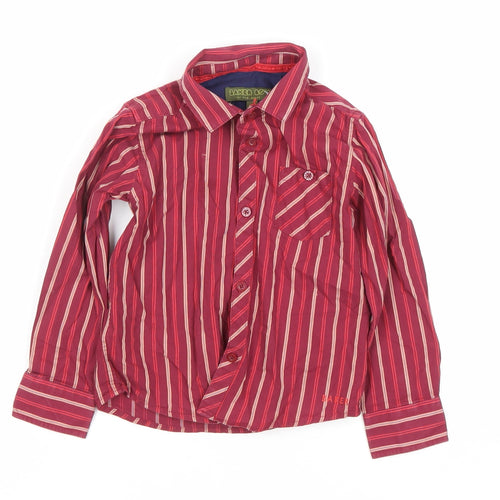 Ted Baker Boys Red Striped Button-Up Shirt 4-5Y Long Sleeve