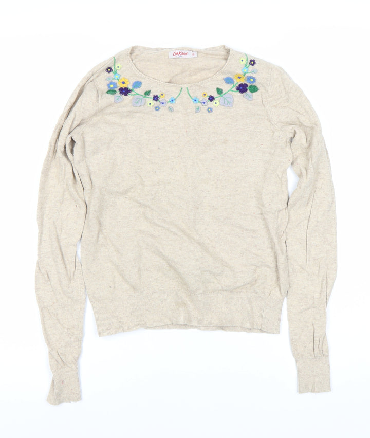Cath Kidston Women's Beige Floral Knit Jumper XS