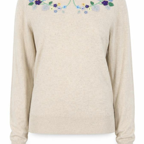 Cath Kidston Women's Beige Floral Knit Jumper XS