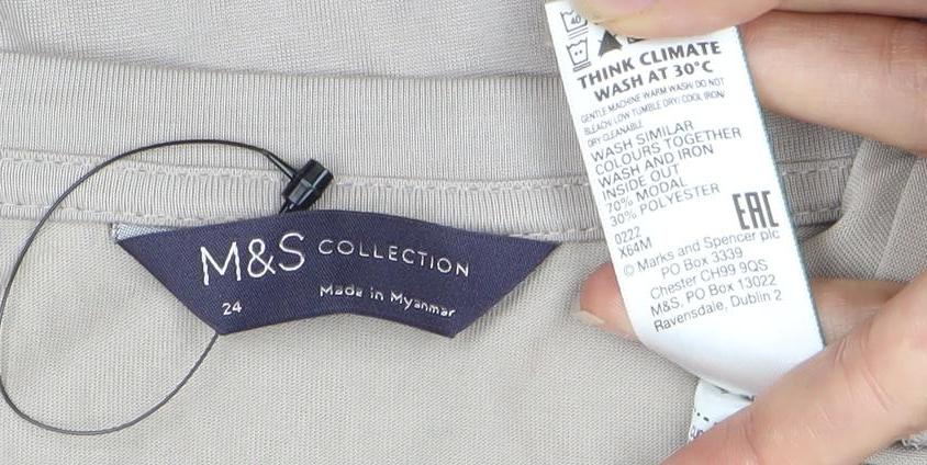 Marks and Spencer Women's Beige 3/4 Sleeve T-Shirt