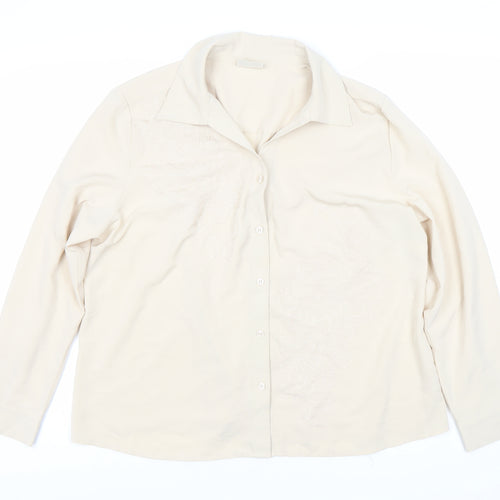 Eastex Women's Beige Button-Up Long Sleeve Shirt
