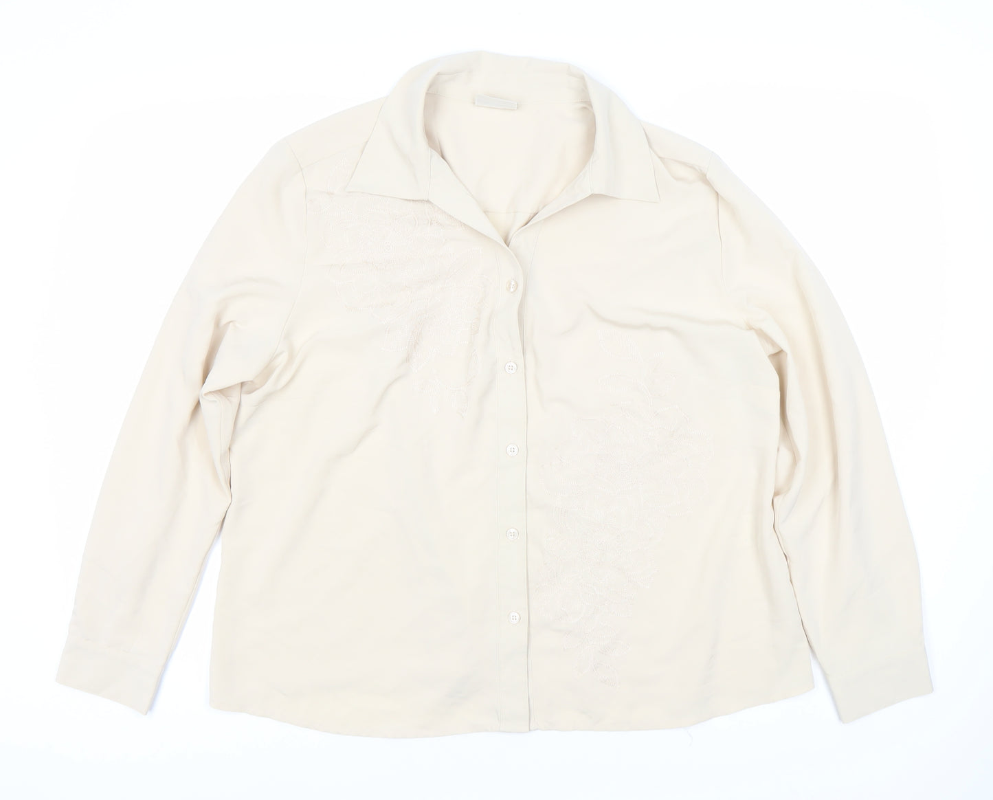 Eastex Women's Beige Button-Up Long Sleeve Shirt