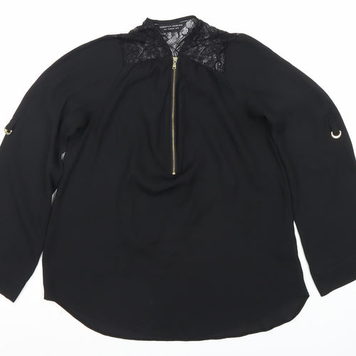 Dorothy Perkins Women's Black Lace Zip Blouse
