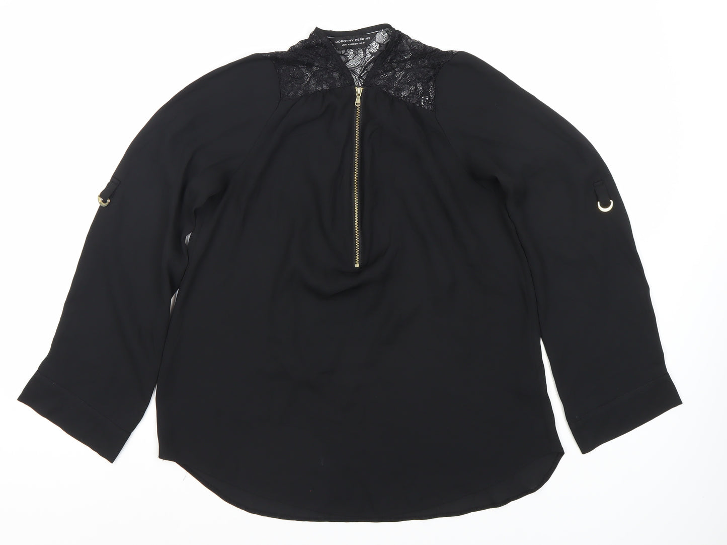 Dorothy Perkins Women's Black Lace Zip Blouse