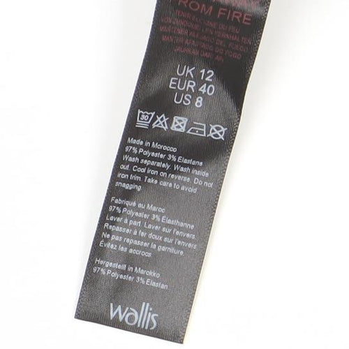 Wallis Black Geometric Sheath Dress - Size 12
