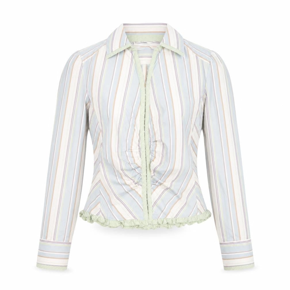 Front view of Mango Women's Multicoloured Striped Blouse, size 16