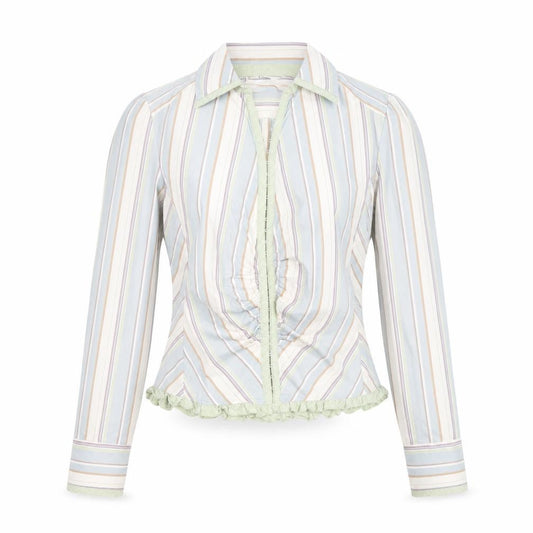 Front view of Mango Women's Multicoloured Striped Blouse, size 16