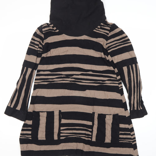 Adini Women's Black Striped Dress, Size S, Long Sleeve