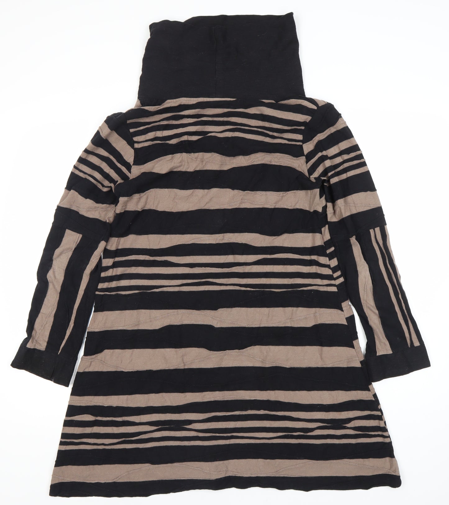 Adini Women's Black Striped Dress, Size S, Long Sleeve